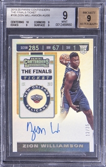 2019-20 Panini Contenders “The Finals Ticket” #108 Zion Williamson Rookie Card (#12/35) - BGS MINT 9/BGS 9